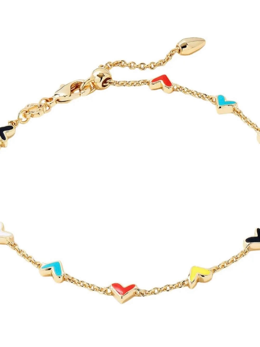 Kendra Scott Gold-Tone Bracelet with Red, Turquoise, Yellow, Black, Cream Hearts